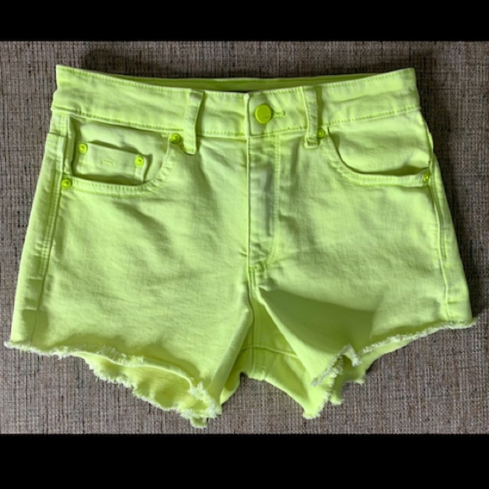 EUC Girls TRACTR Distressed Jean Shorts in Neon Green, Size 10